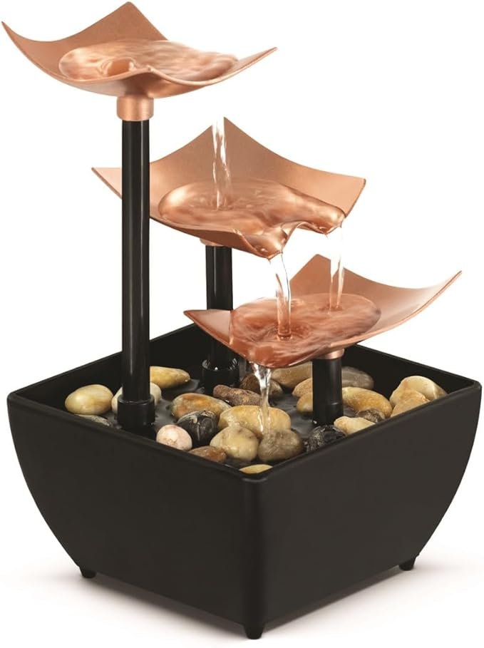 9106K0FD50L._AC_SX679_ Homedics Golden Dew Relaxation Tabletop Water Fountain - Image 1